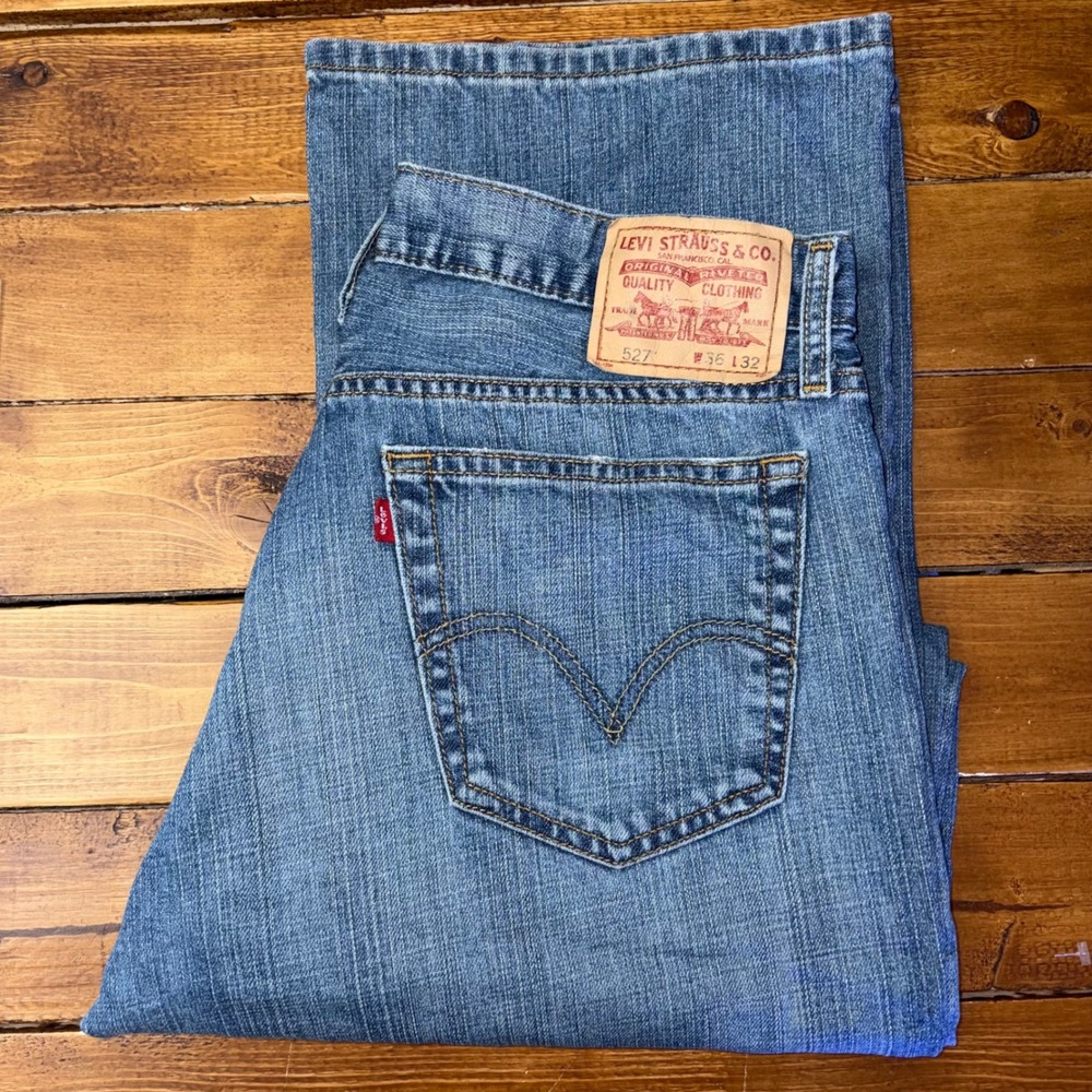 Levi's 527 Low Boot Cut Jeans Mens‎ 36x32 Blue Denim Y2K Western Workwear